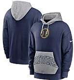 Men's Milwaukee Brewers Nike Navy Gray Heritage Tri Blend Pullover Hoodie